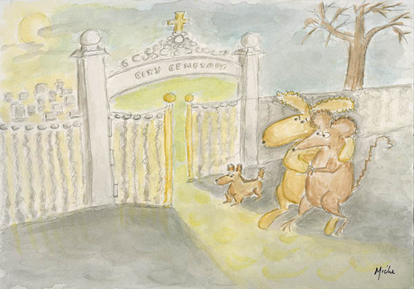 Critters sneak by cemetary - Fears of Death Creates Fear of Life